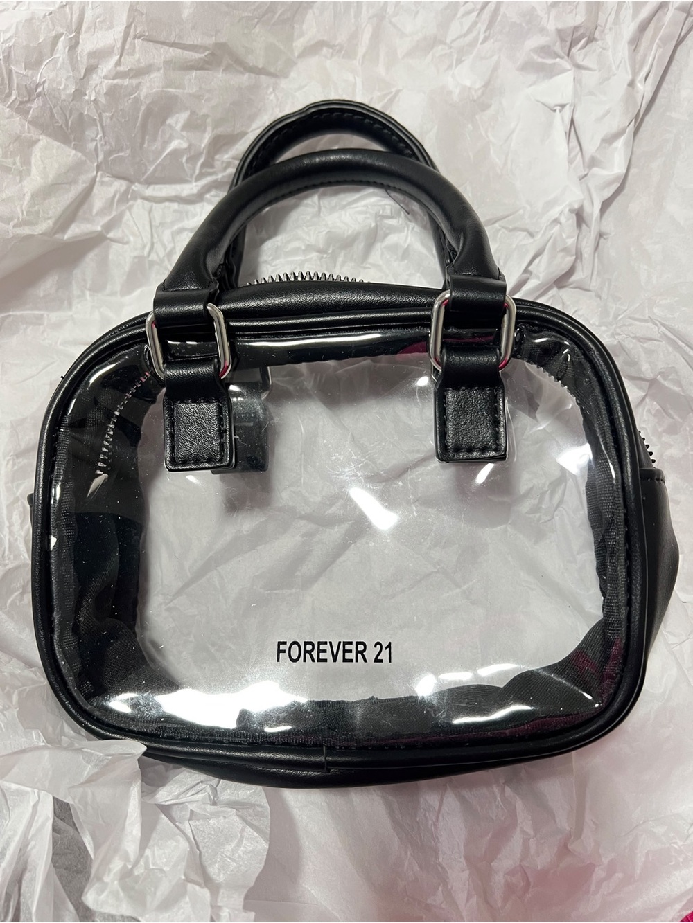 Forever 21 Clear Mini Tote with Black Trim